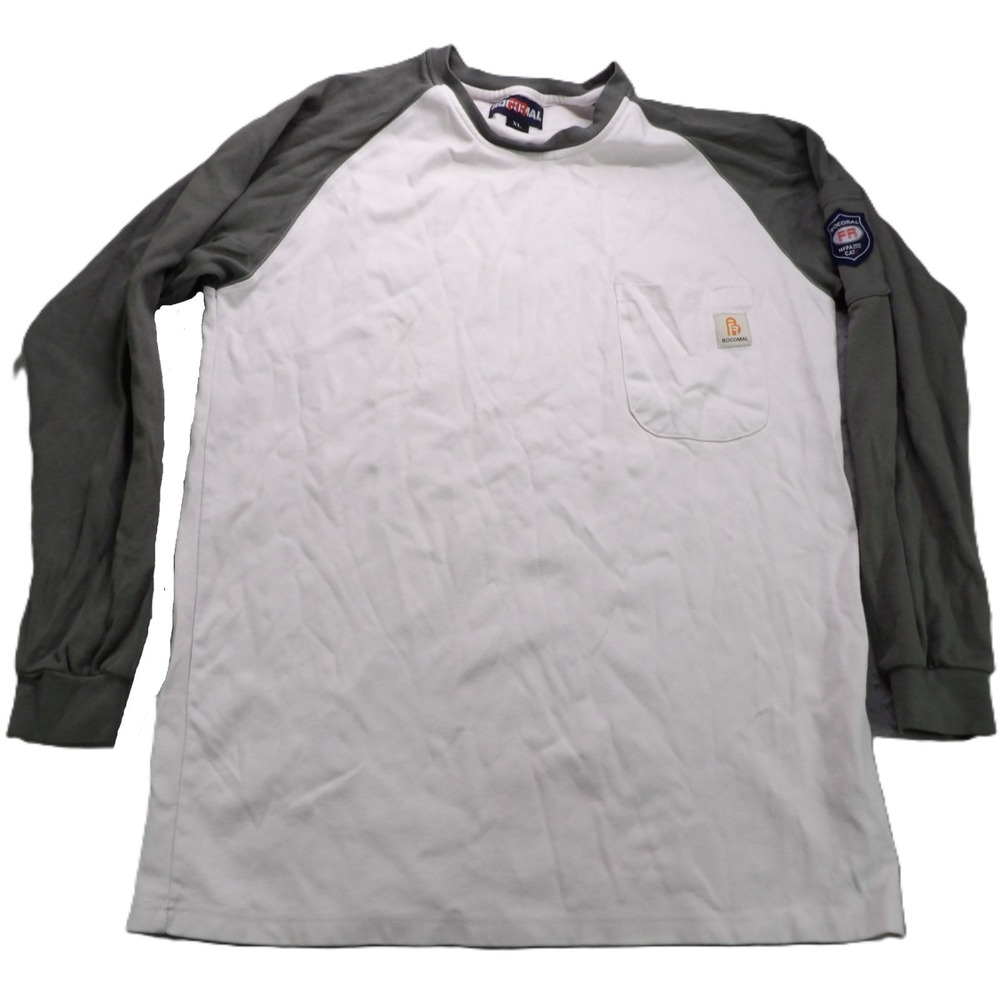 Bocomal FR Flame Resistant Shirt Workwear Cotton Men XL Gray Utility Casual Top